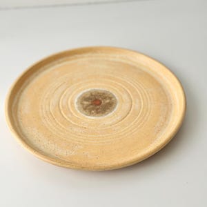 Handmade Earthenware Yellow and Orange Studio Pottery Glazed Plate with Crazed Center Signed I. Willner 06