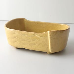 Ungemach Yellow Pottery Rectangular Ceramic Mold Planter Wave Pattern