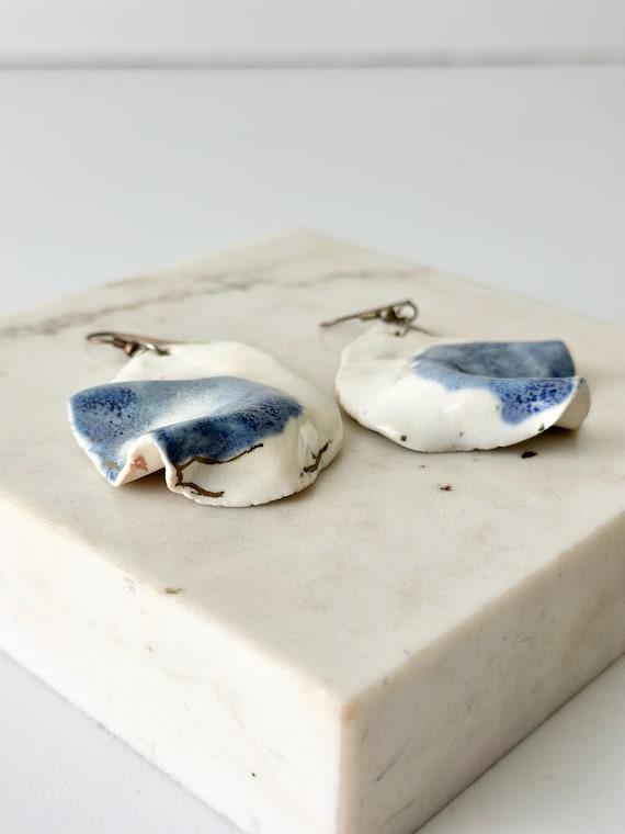 Handmade Abstract Glazed Ceramic Dangle Earrings - image 7