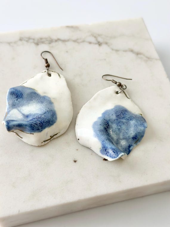 Handmade Abstract Glazed Ceramic Dangle Earrings - image 3