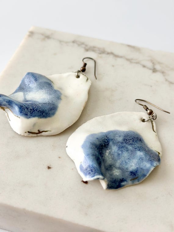 Handmade Abstract Glazed Ceramic Dangle Earrings - image 2