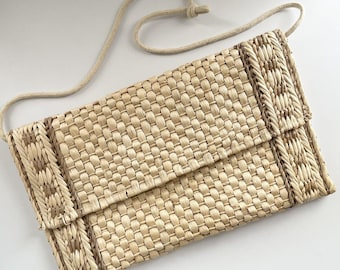 Vintage Mister Ernest Woven Straw Bag With Rope Strap Light natural purse