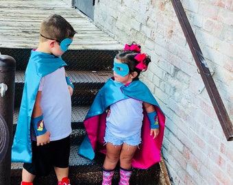 SUPERHERO CAPE - Kid Cape - Personalized Super Hero Cape - Superhero Costume - Superhero Cape Set - Superhero party - Armband - Cuffs - Mask