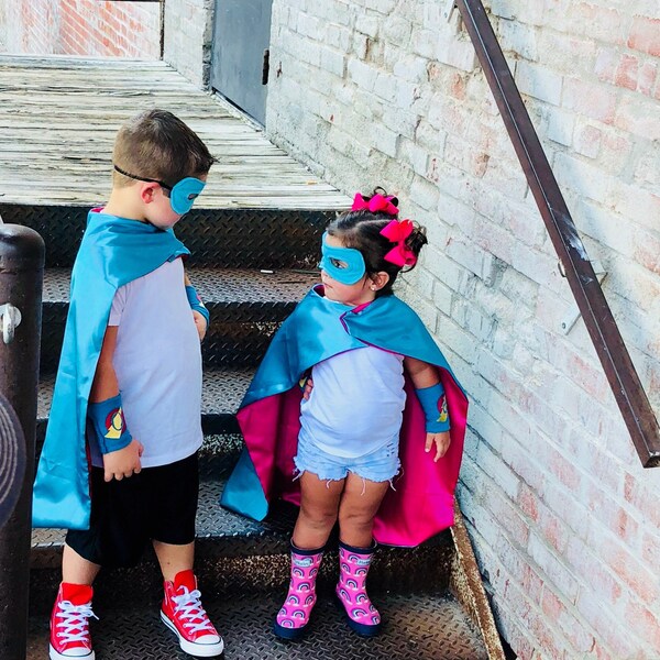 SUPERHERO CAPE - Kid Cape - Personalized Super Hero Cape - Superhero Costume - Superhero Cape Set - Superhero party - Armband - Cuffs - Mask