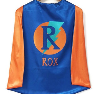 Personalized Cape SUPERHERO CAPE Boy Cape Superhero Gift Birthday Gift Kid Cape Kids Gift Superhero Costume Dress up ORANGE/ROYAL