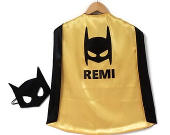 Bat Cape - Superhero Cape - Kid cape - Super hero cape - Custom Cape - Bat Birthday Party - Party Favor - Personalized Cape - Bat Mask - Bat