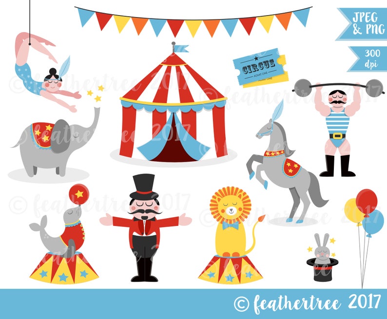 Zirkus Digital Clipart Zirkuszelt Trapez Strongman Löwe - Etsy.de