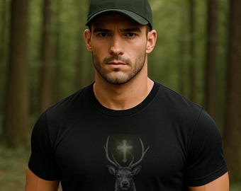 T-shirt Saint Hubert, patroonheilige van de jagers, shirt jachttraditie, Poolse kleding, Poolse erfgoedkleding, cadeau voor jagers en buitenmensen