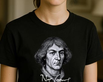Nicolaus Copernicus-T-shirt, Poolse erfgoedkleding, Poolse geschiedeniskleding, renaissancewetenschapper, T-shirt astronoom, cadeau geschiedenisliefhebber