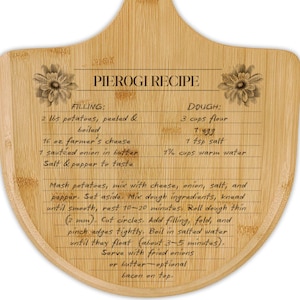 Pierogi Recipe Cutting Board, Polish Kitchen Decor for Pierogi Lovers,  Engraved Bamboo Board Featuring Traditional Polish Cuisine