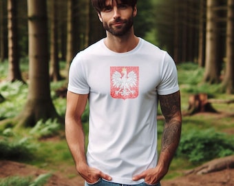 T-shirt Pools embleem, traditioneel Pools embleemontwerp, Heritage-shirt, uniseks, maten S-3XL, klassiek Pools embleem, T-shirt Polska Crest