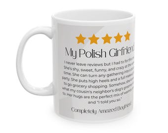 Mijn Poolse vriendin 5-sterrenrecensie koffiemok, grappige Poolse koffiemok, Poolse cultuur en humor, humormok, Pools cadeau, gewoon omdat cadeau