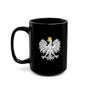 Polish Eagle Black Coffee Mug, Patriotic Polish Coffee Mug, Polska Orzeł, Historic Polish Pride, Poland Heritage, Polska Gift, Polska Mug