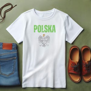 Polska T-Shirt, Polish Eagle in Green, Polish Pride Shirt, Unisex Sizes S-3XL, Heritage Poland Tee, Polska Pride, Polish Culture Apparel