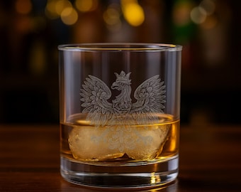 Pools adelaar whiskyglas, verzamelobject whiskyglas, Polen thuisbarinrichting, whiskyliefhebber cadeau voor mannen, op maat gegraveerde drinkgerei