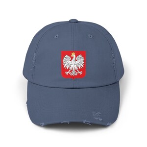 ポーランドのイーグル ディストレスト キャップ、ポーランドのプライド ハット、愛国的なポーランドの紋章、ポーランドのルーツ キャップ、ポーランド キャップ、ポーランド文化、イーグル キャップ、ポーランド キャップ Scotland Blue