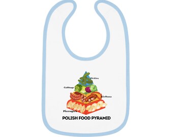 Babyslabbetje Pools voedselpiramide, Pools slabbetje, babyvoeding, uniseks slabbetje, Poolse babyspullen, goedgekeurd door Babcia, traditioneel Pools eten