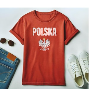 Polska T-Shirt, White Polish Eagle Design, Patriotic Polish Tee, Unisex Sizes S-3XL, Poland Heritage Shirt, Polska Pride, Polish Spirit