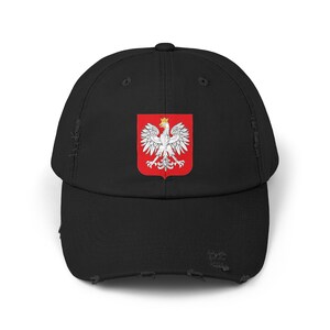 ポーランドのイーグル ディストレスト キャップ、ポーランドのプライド ハット、愛国的なポーランドの紋章、ポーランドのルーツ キャップ、ポーランド キャップ、ポーランド文化、イーグル キャップ、ポーランド キャップ Black