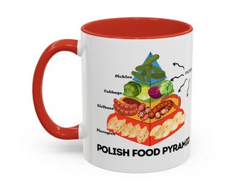 Poolse mok voedselpiramide, grappige mok, door Babcia goedgekeurde mok, Poolse cultuur, traditionele Poolse gerechten, unieke Poolse souvenir, fijnproever