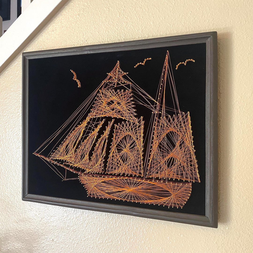 Mid-century Copper Wire Tall Ship String Art: Nautical Wall Decor - Etsy