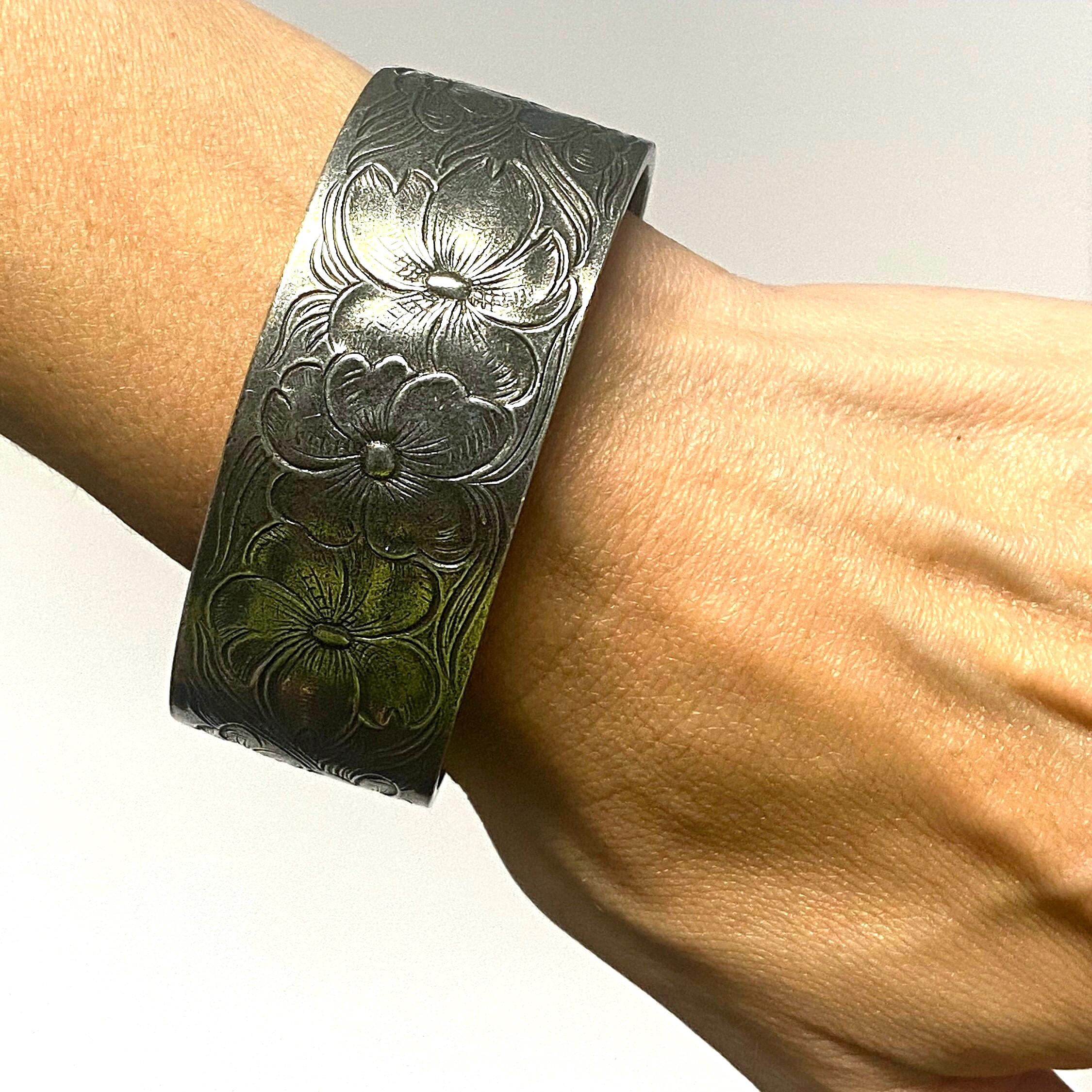 Salisbury Pewter July Cuff Bracelet Salisbury Pewter July Larkspur Flower of the Month Cuff  main image 2