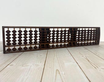 Vintage Japanese "Soroban" Abacus | Large Solid Wood Antique Calculator | Aged Eclectic Decor
