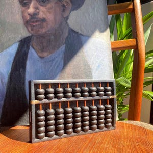 Vintage Japanese Soroban Abacus | Traditional 1:4 Wooden Calculating Tool | Black Dark Academia Decor