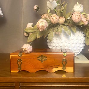 Vintage Cedar Jewelry Box: Brass Hardware, Libby MT Souvenir