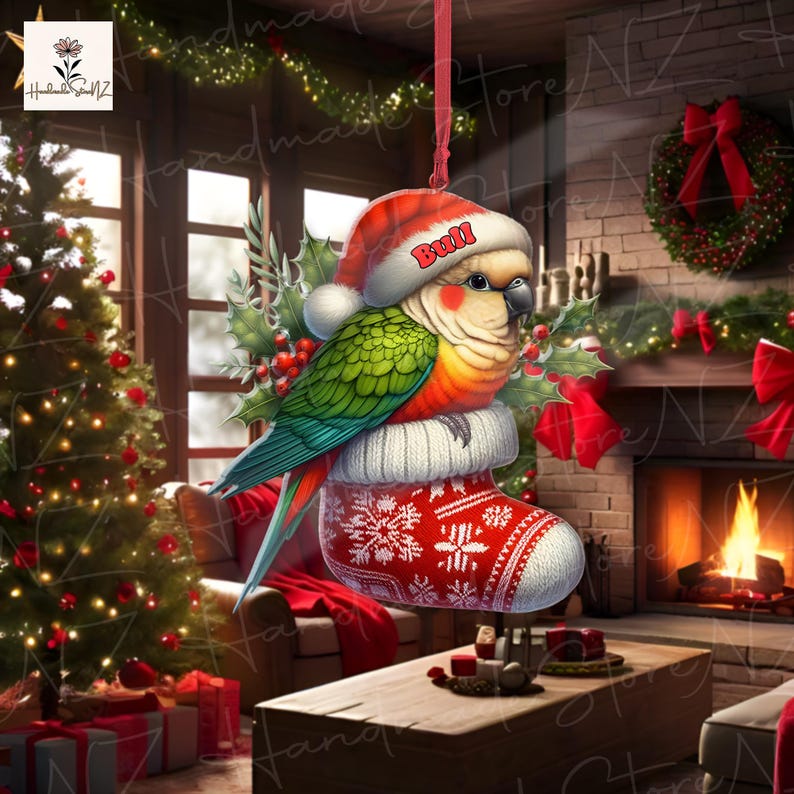 Personalized Pineapple Green Cheek Conure Ornament 2024 Custom Parrot