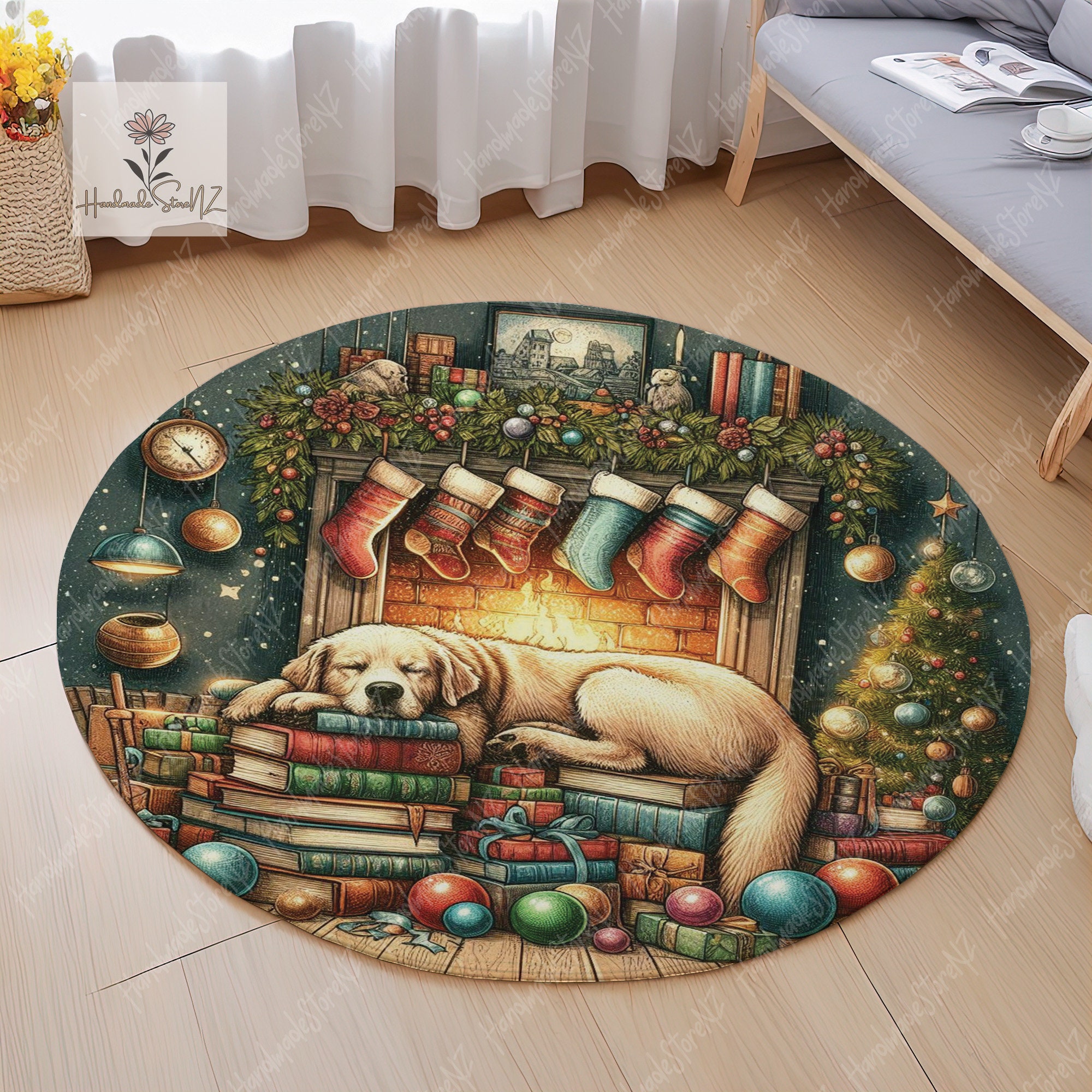 Golden retriever christmas doormat sales