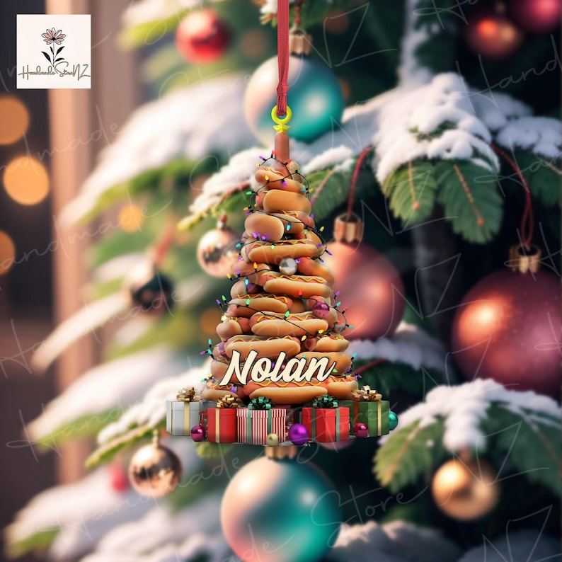 PERSONALIZED Hot Dog Christmas Ornament, Xmas Tree Decor, Christmas