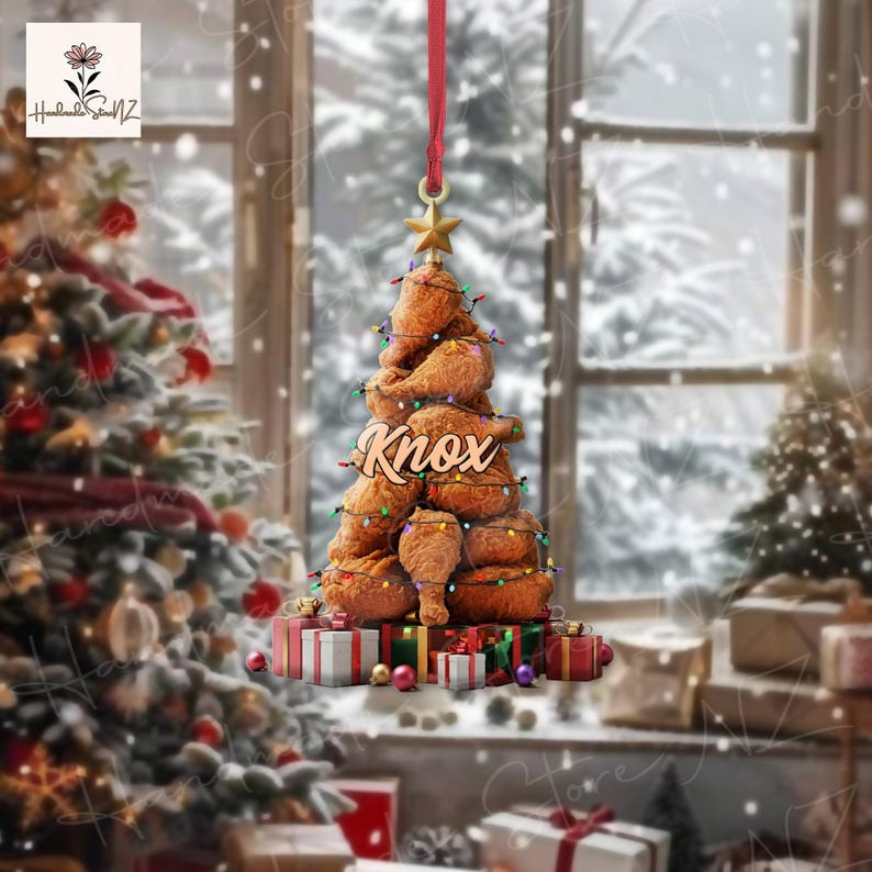PERSONALIZED Fried Chicken Christmas Ornament, Xmas Tree Decor