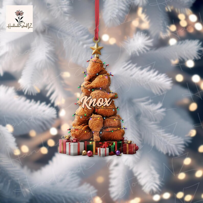 PERSONALIZED Fried Chicken Christmas Ornament, Xmas Tree Decor