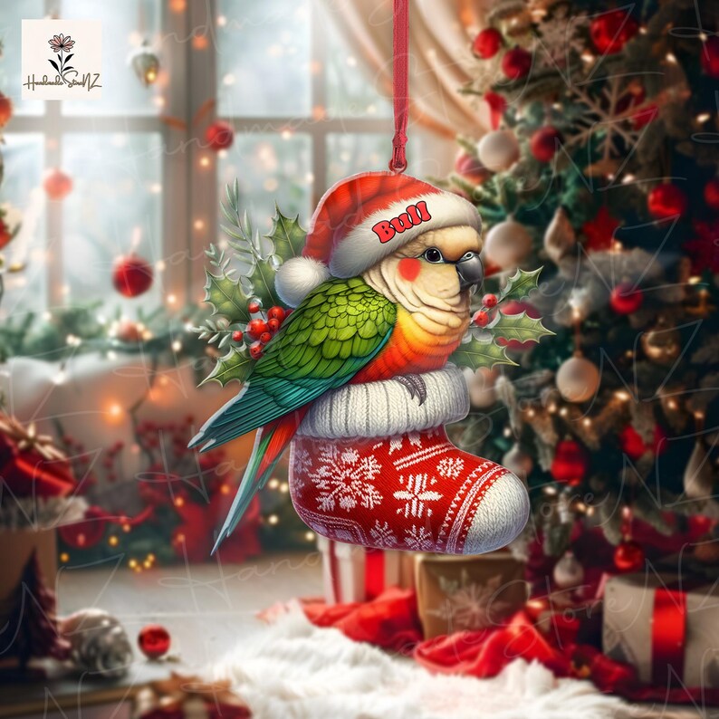 Personalized Pineapple Green Cheek Conure Ornament 2024 Custom Parrot