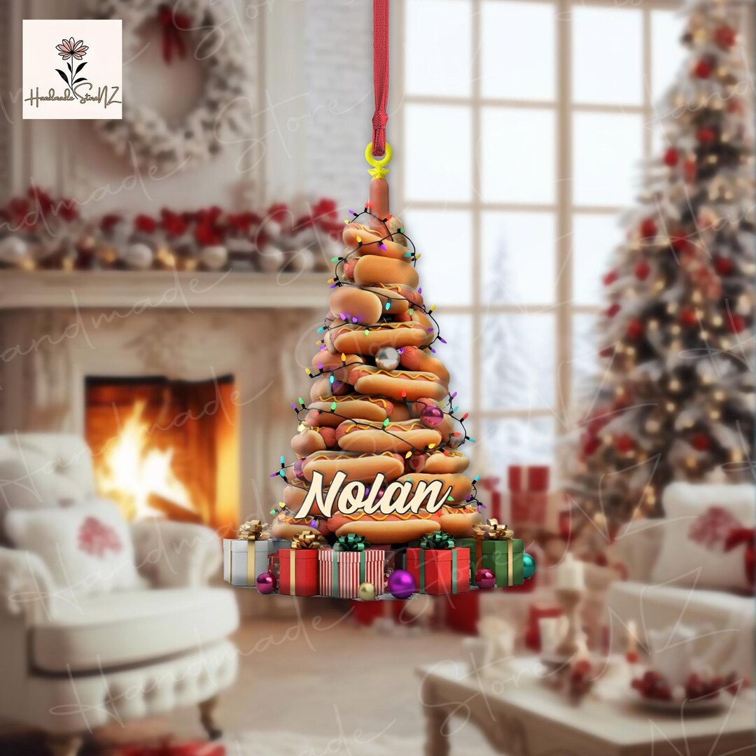 PERSONALIZED Hot Dog Christmas Ornament, Xmas Tree Decor, Christmas