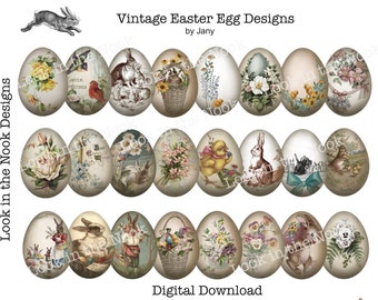 Vintage Easter Eggs, Old fashion eggs, Digital download, Egg clip art, Easter egg graphics, Illustrated eggs, Print and cut, DIY cards, Tags