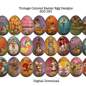 Farbige Vintage Ostereier, Old fashion, Digitaler Download, Ei ClipArt, Osterei Grafiken, Illustrierte Eier, Drucken und Schneiden, DIY Karten