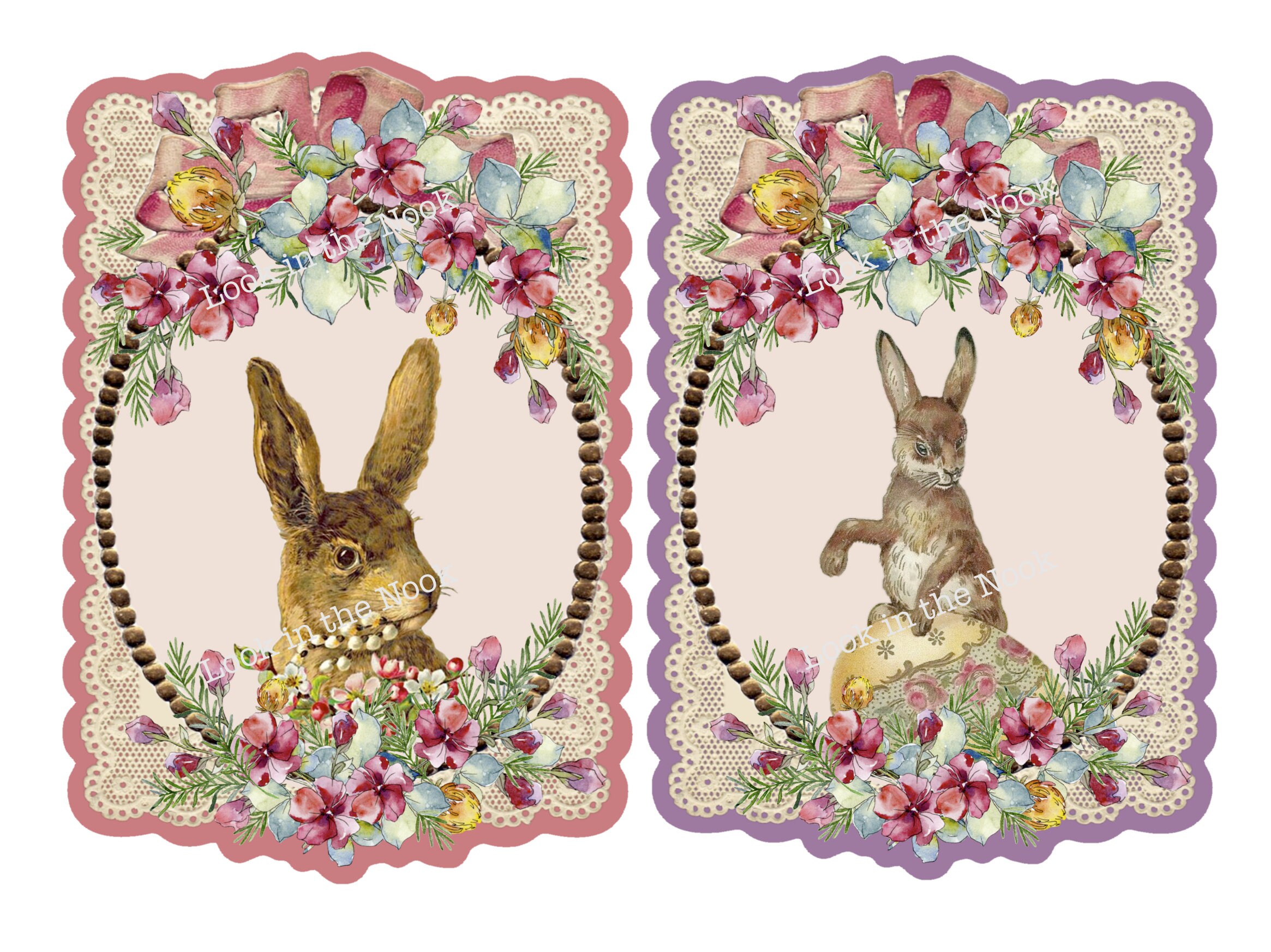 Easter Bunny Clip Art, INSTANT DOWNLOAD, Vintage Easter Gift Tags