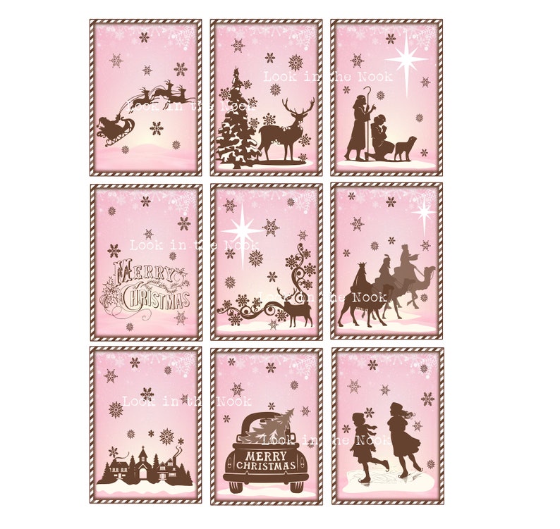 Printable Christmas Tags DIGITAL DOWNLOAD 9 Pink and Brown - Etsy