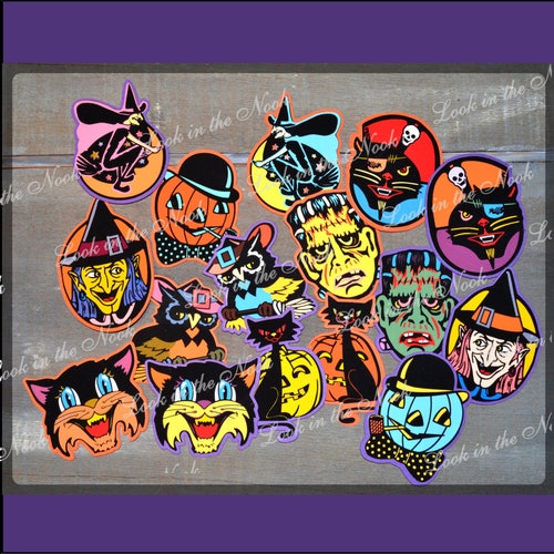 Vintage HALLOWEEN Embellishments, Halloween Die Cuts , Scrapbooking Halloween, Halloween decorations, Halloween banner, Halloween Ephemera