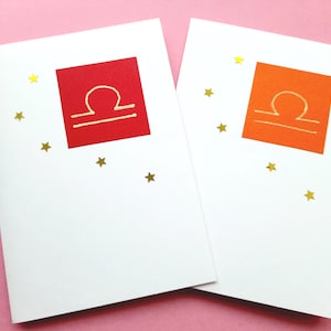Tarjeta de felicitación de Libra/Zodiaco, tarjeta de felicitación de cumpleaños, invitación, tarjeta de felicitación para fiesta, tarjeta de boda