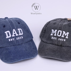Chapeau personnalisé papa maman brodé, cadeaux nouveau papa, casquettes personnalisées pour date de naissance, chapeaux grossesse, casquette de baseball vintage, cadeaux pour la fête des pères