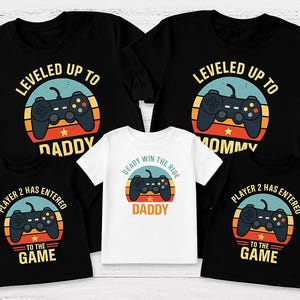 Leveled Up to Daddy TShirt, Player 2 Has Entered the Game Shirts, Funny Fathers Day Matching Printed Tees, Gamer Dad Shirt, New Dad Gifts