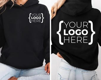 Custom Logo Hoodies, Your Brand Logo Jumper, Front and Back Logo Unisex Hoodies, Your Text Here, Company Logo Gifts, Small Business Gifts