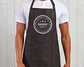 Personalised World&#39;s Best Dad BBQ Aprons, Custom Father&#39;s Day Gifts, Est year Cooking & BBQ Apron for Dad, Gift for Him, Cooking Lover Gifts