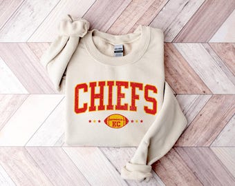 Chefs Rundhals-Sweatshirt, Kansas City Chefs Sweatshirt, Retro KC Chefs trendige Unisex Pullover, Fußball-Liebhaber-Oberteile, KC Chefs-Fans Geschenke