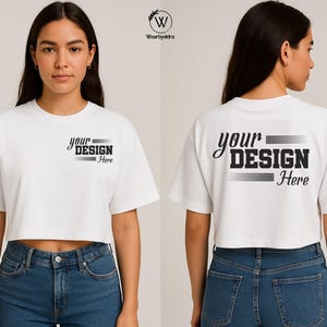 Personalised Cropped Shirt for Women, Custom Text Ladies Crop Tee, Logo Monogram Printed Summer T-Shirt, Bachelorette Party Top Gift for Her