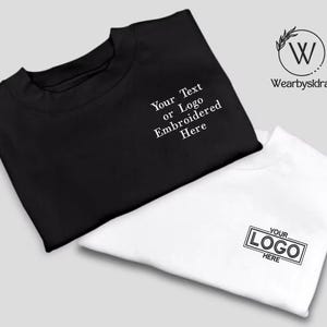 Custom Embroidered T Shirts, Personalised Text/Quote On Left Chest Monogrammed Crewneck Tees, Unisex Tops, 100% Cotton Shirt, Valentine Gift
