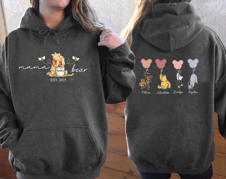 Mama Bear Hoodie, Custom Mothers Day Hoodies with Names on Back, Custom Momma Hoodie, New Mum Gift, Hoodie gift for Mum, Present for New Mom image 6